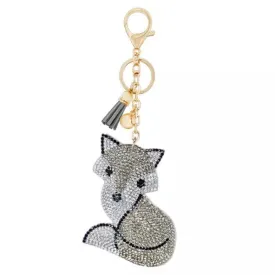 💙 KeyChain / Bag Charm: Fox ~ Sparkle ~ Gray 🦊