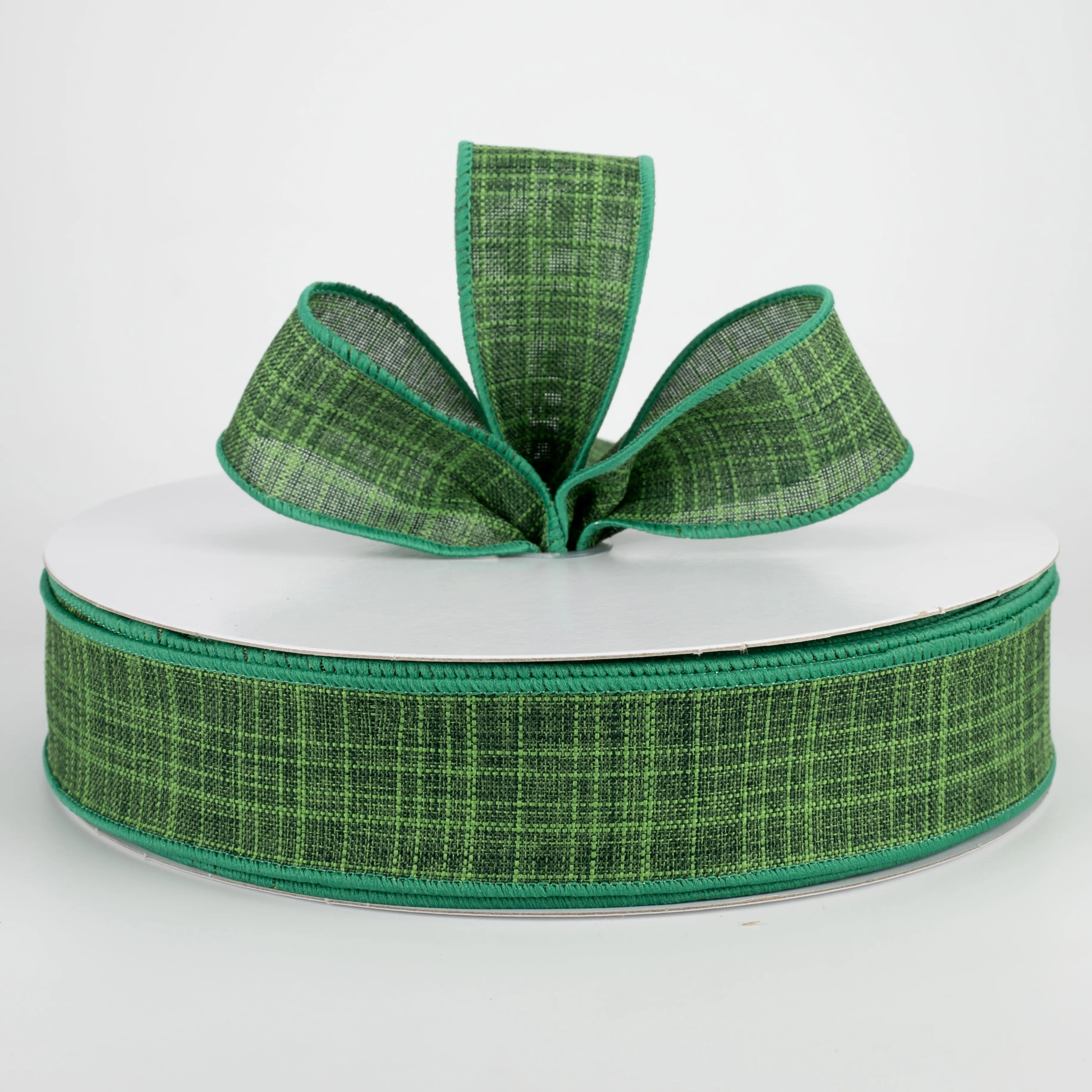 1.5" Estelle Textured Linen Ribbon: Emerald Green (50 Yards)