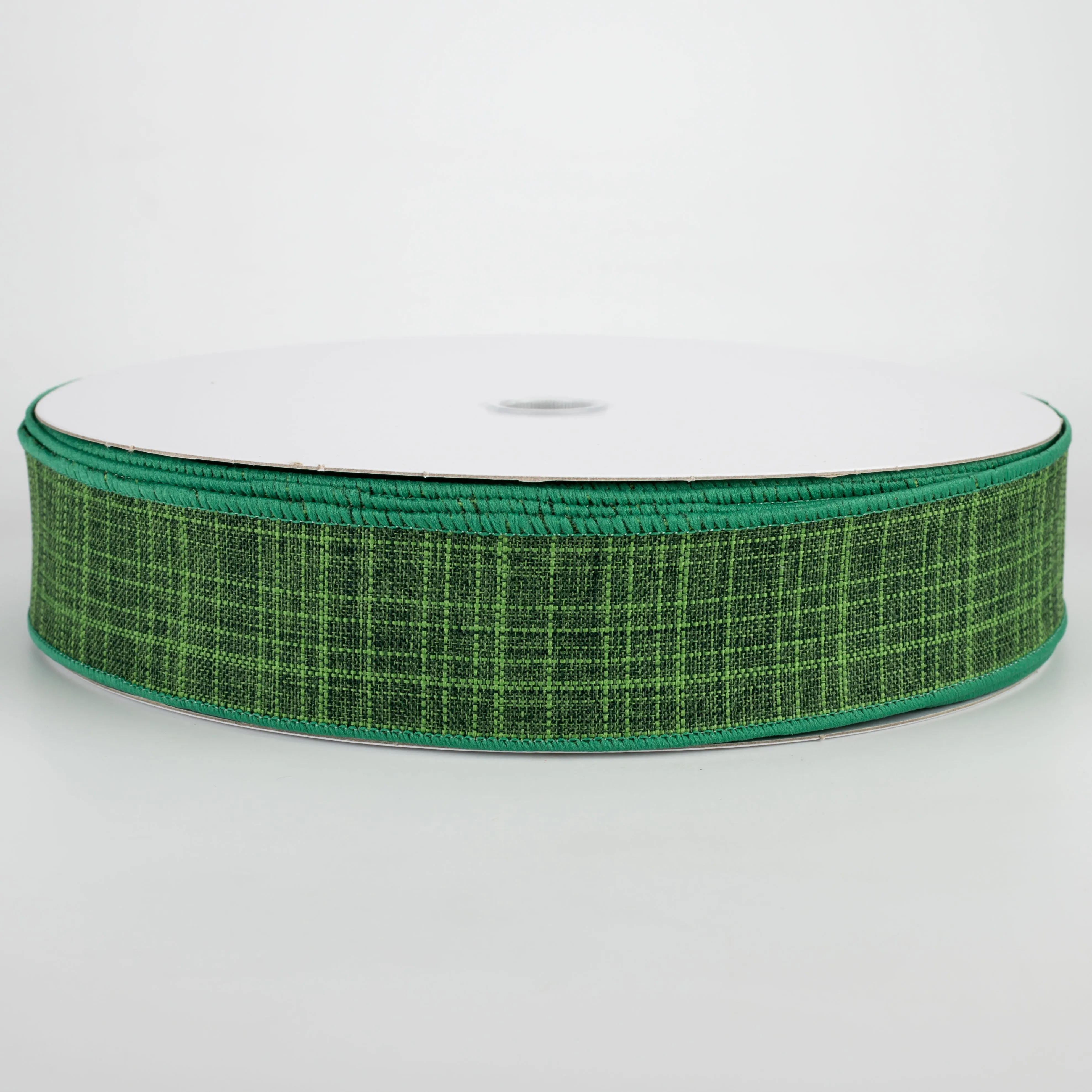 1.5" Estelle Textured Linen Ribbon: Emerald Green (50 Yards)