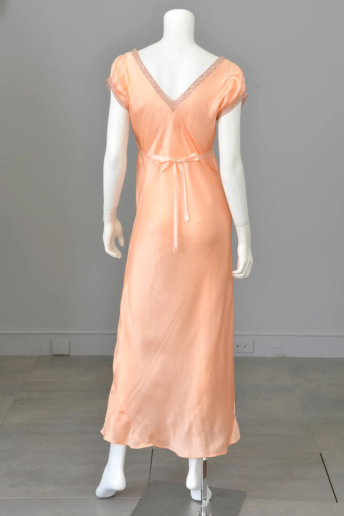 1930s Peach Negligee Nightgown -  As Is