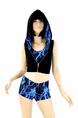 3PC Blue Lightning Hoodie Set