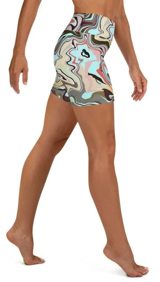 Aqua Marble Yoga Shorts