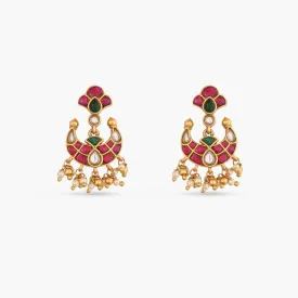 Arni Polki Moon Chaandbali Silver Earrings