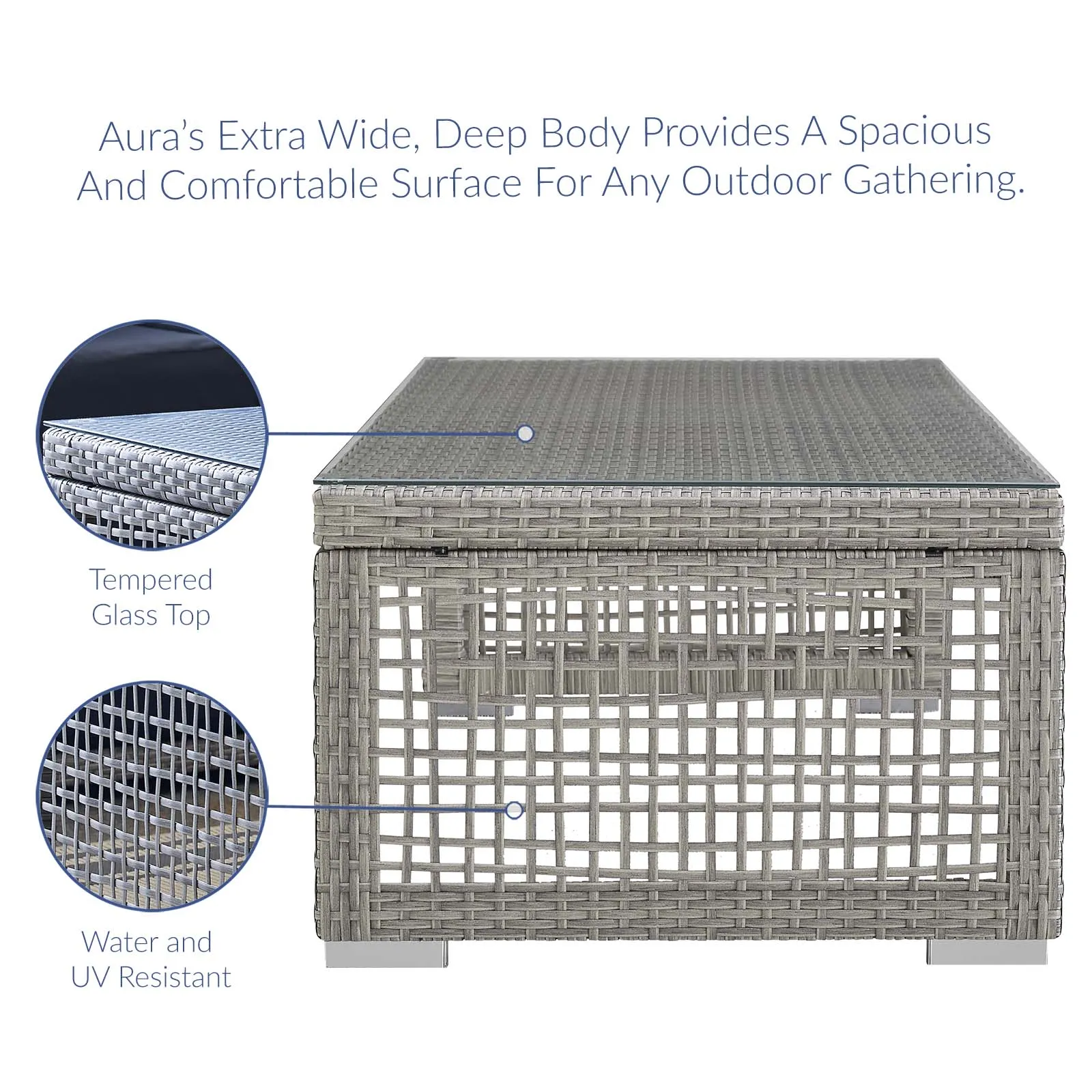 Aura Rattan Outdoor Patio Coffee Table by Modway