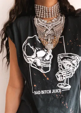 BAD BITCH JUICE BLEACHED OUT SIDE SLIT TEE