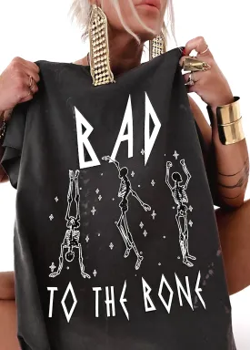 BAD TO THE BONE BLEACHED OUT SIDE SLIT TEE