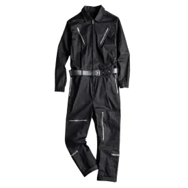 Belted Zipper Cargo Jumpsuit