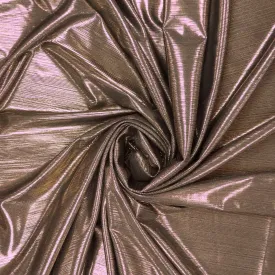 Black and Bronze Shiny Pleated Stretch Lamé Fabric