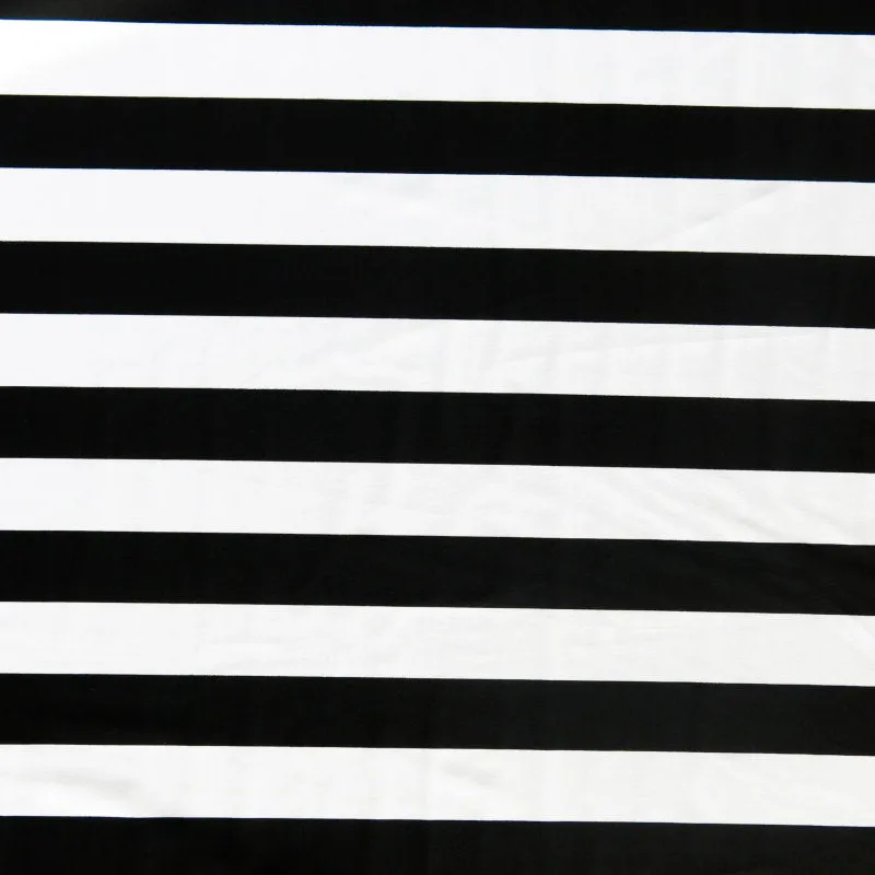 Black and White 1 inch Stripe Nylon Spandex Swimsuit Fabric