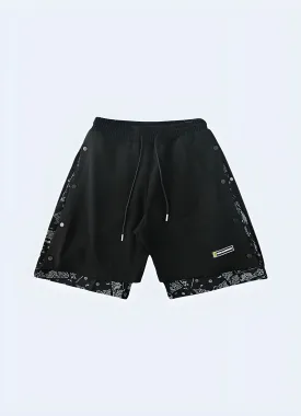 Black And White Bandana Shorts