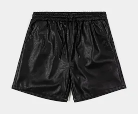 Black Leather Mens Shorts (Black)