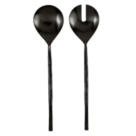 Black Spoon and Spork Salad Serving Set