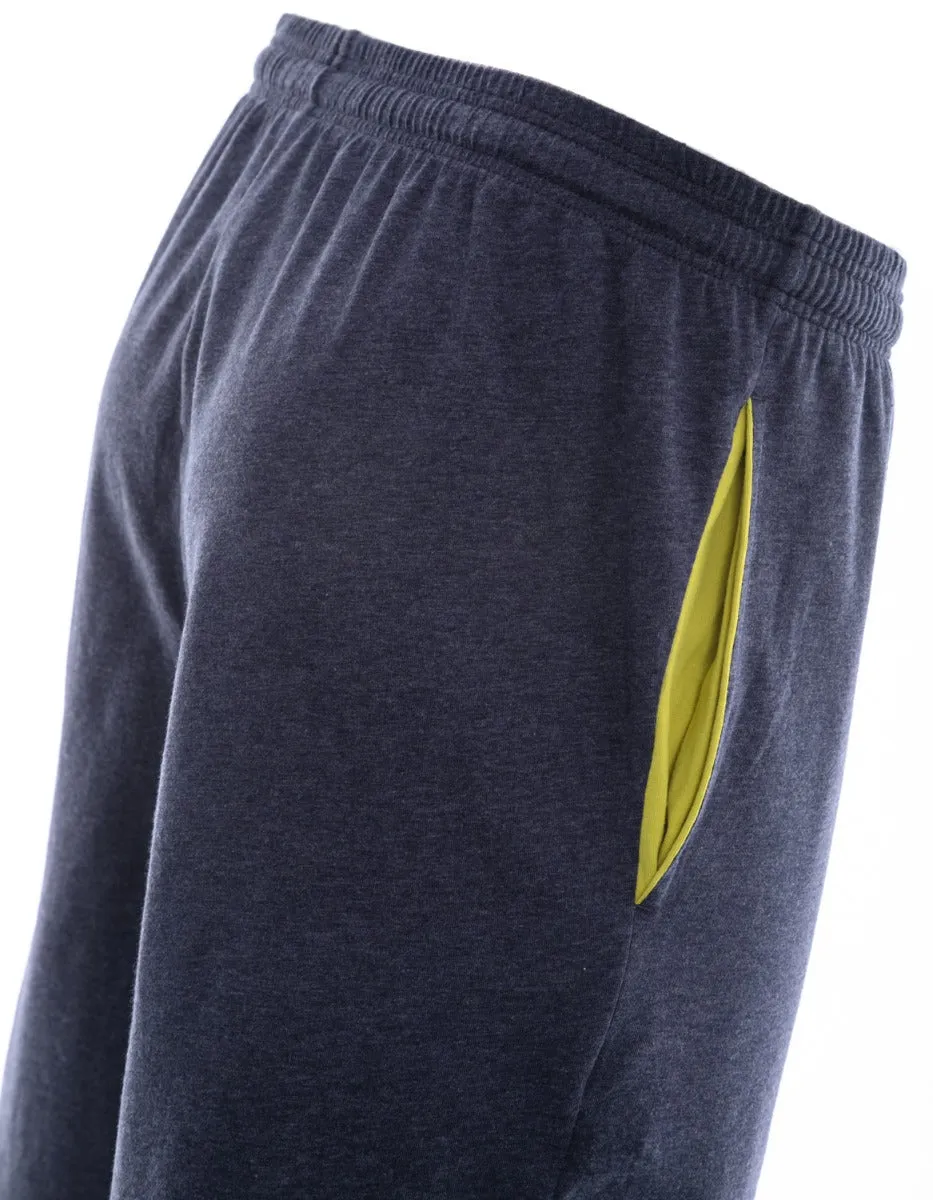 BOSS Mix & Match Sweat Short in Navy Marl & Lime Green Trim