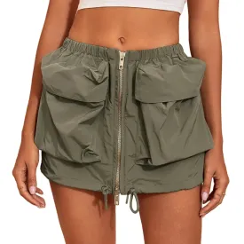 Cargo Pocket Zipper Skirt