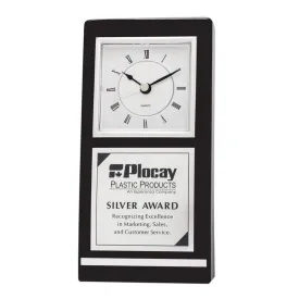 Clock Black Silver Piano Finish Award