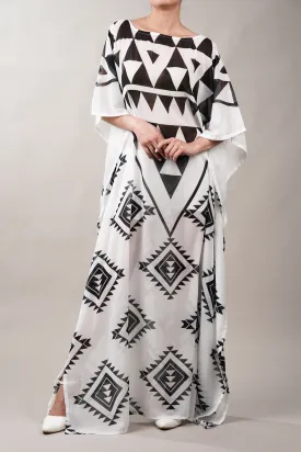 Cover-Up Geometric Print Kaftan