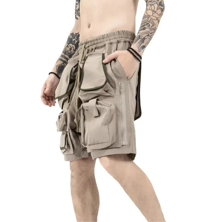 Drawstring Multi-Pocket Cargo Shorts