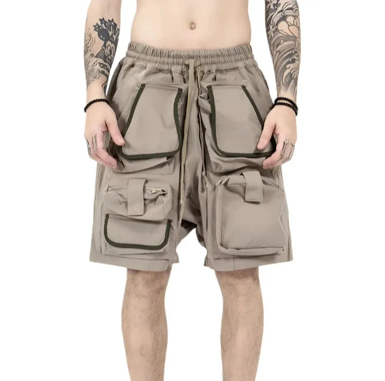 Drawstring Multi-Pocket Cargo Shorts