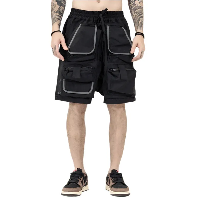 Drawstring Multi-Pocket Cargo Shorts