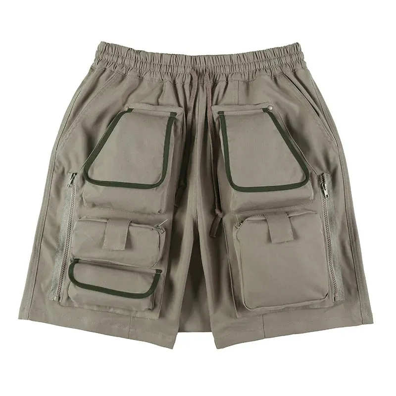 Drawstring Multi-Pocket Cargo Shorts