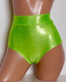 Hologram Highwaist Pin Up Bottoms in Lime Green