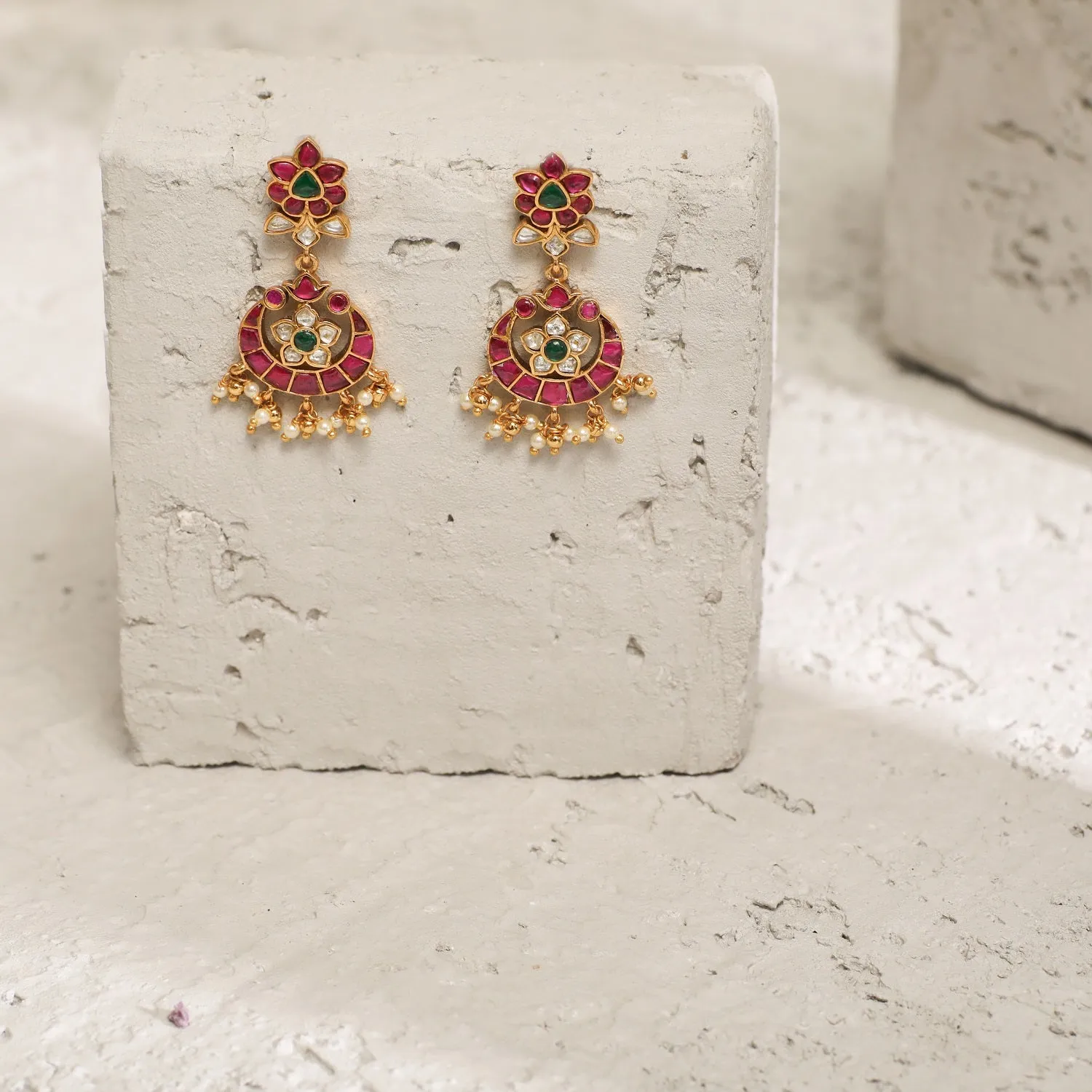 Jaya Polki Jhumki Silver Earrings