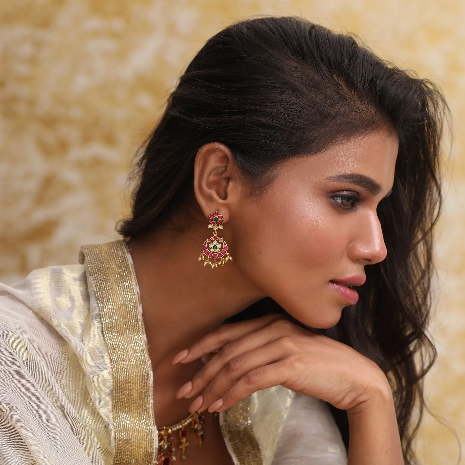 Jaya Polki Jhumki Silver Earrings