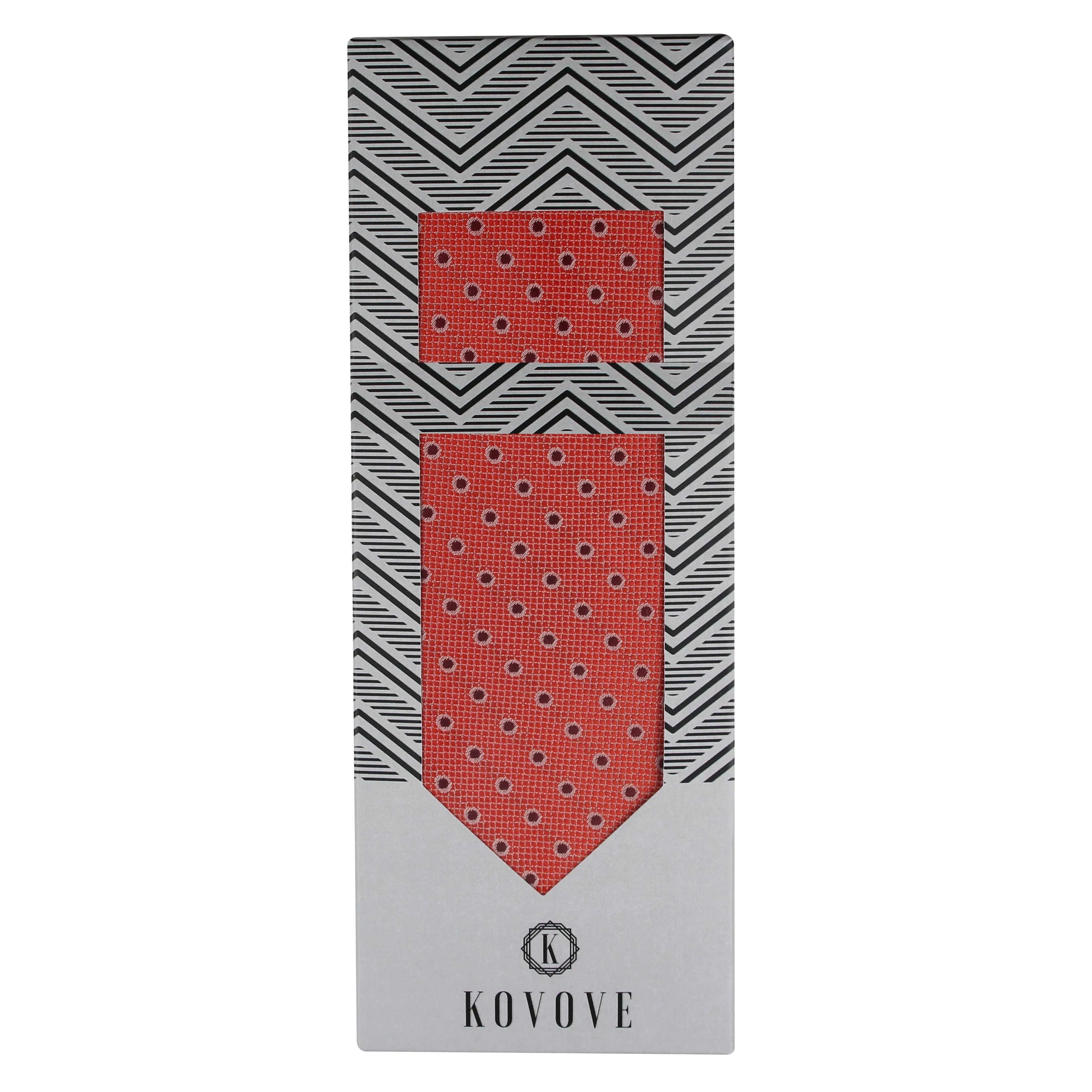 Kovove The Enchanting Polka Dot Red Necktie and Pocket Square Gift Box