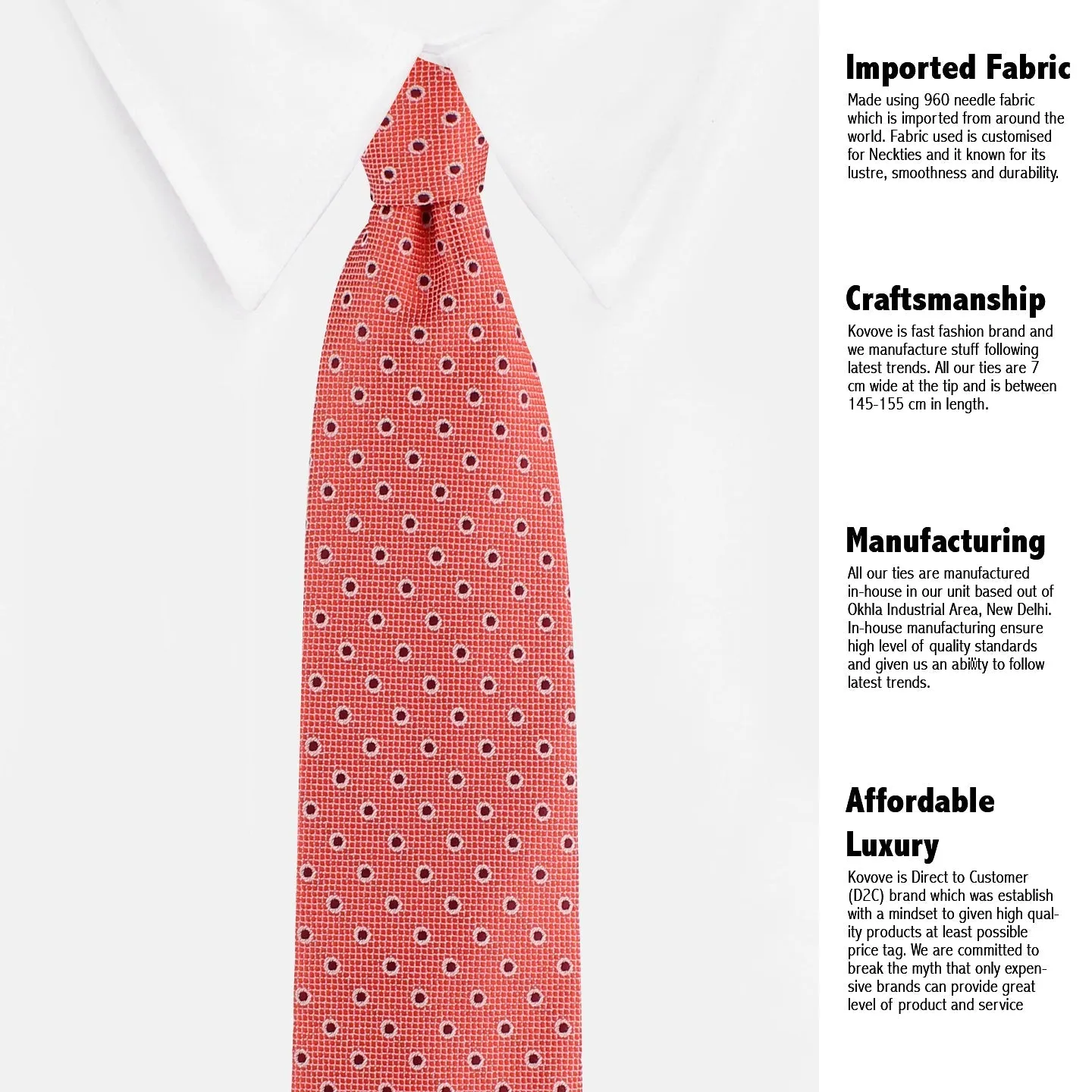 Kovove The Enchanting Polka Dot Red Necktie and Pocket Square Gift Box