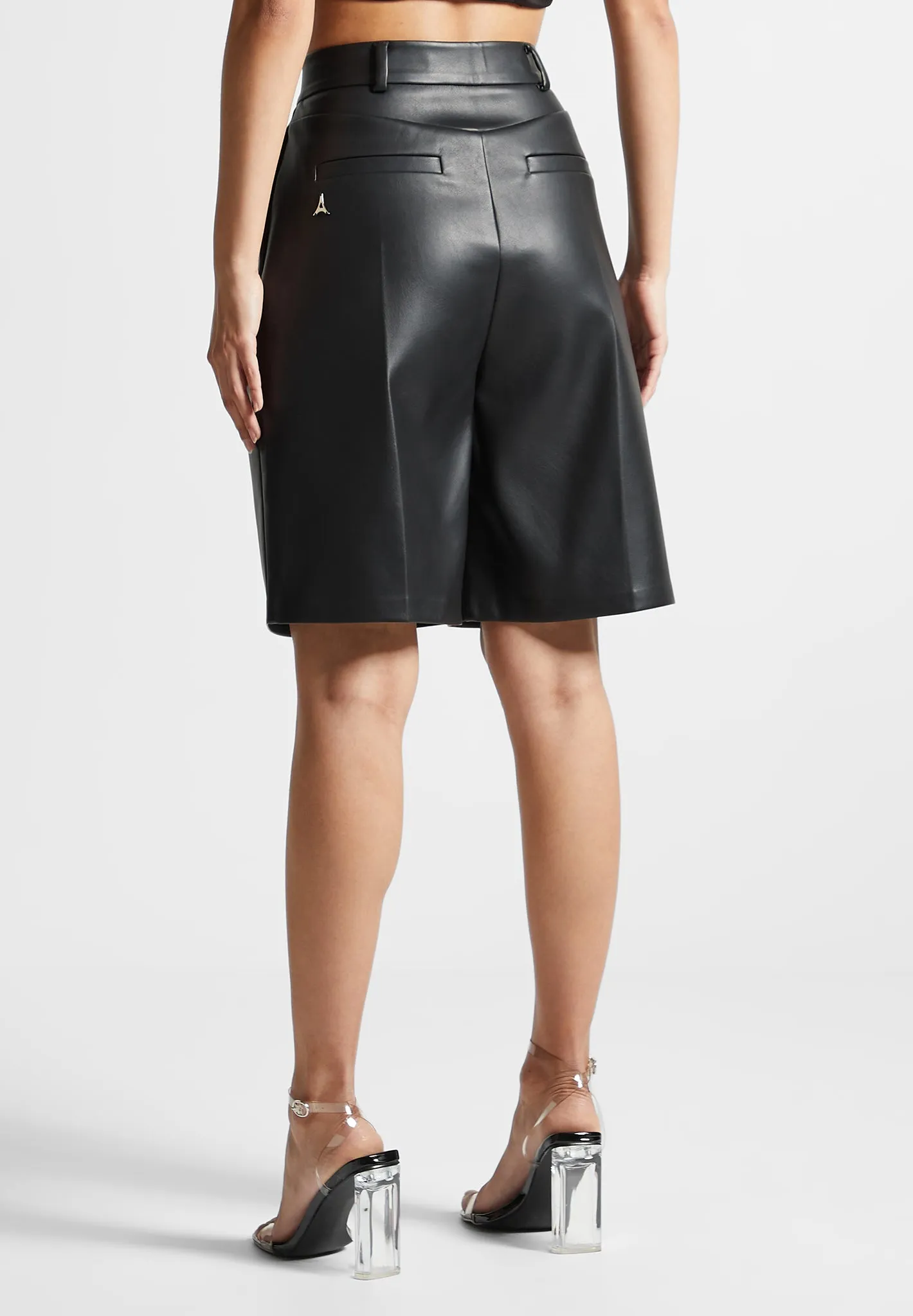 Leather Tailored City Shorts - Black