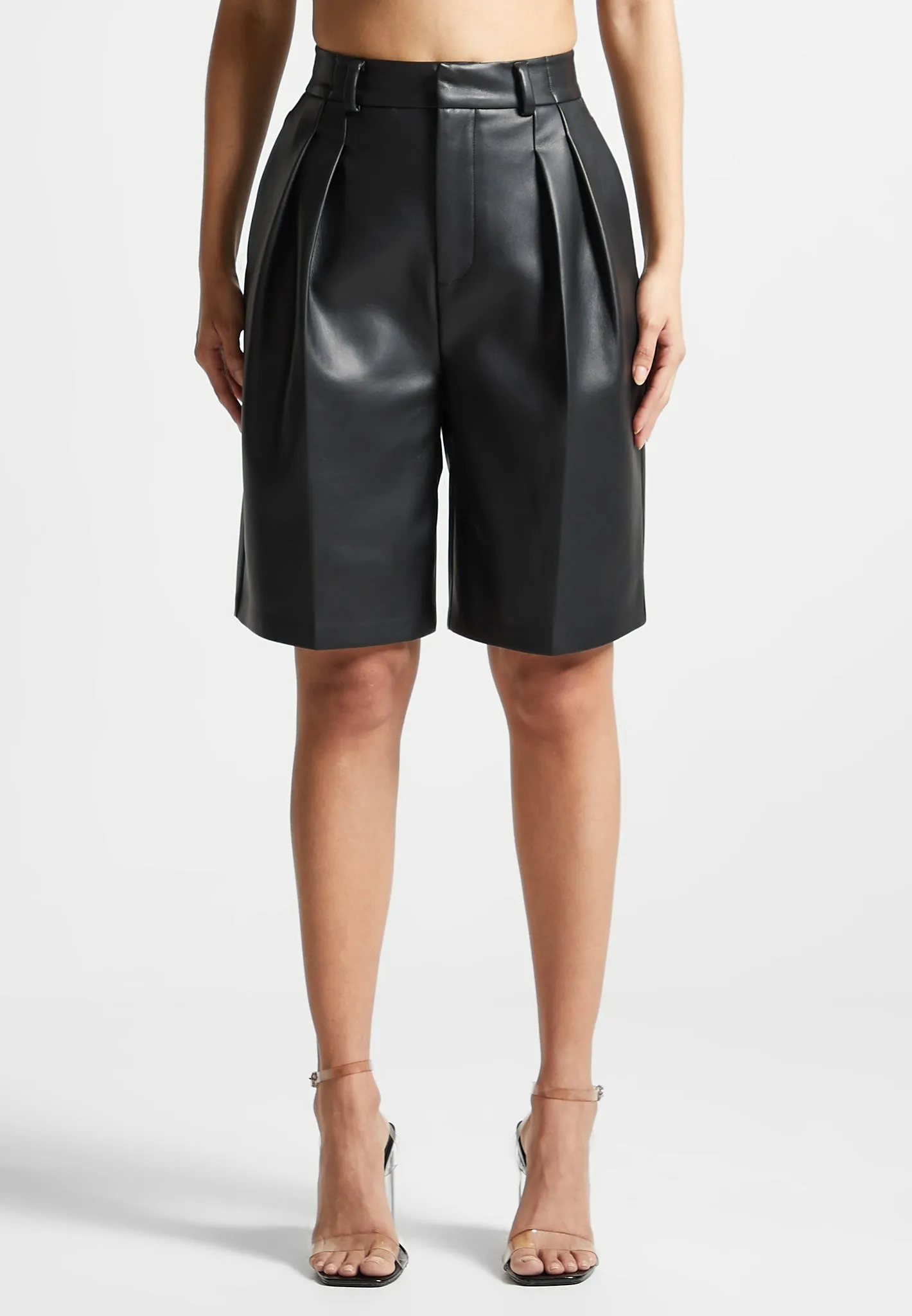 Leather Tailored City Shorts - Black