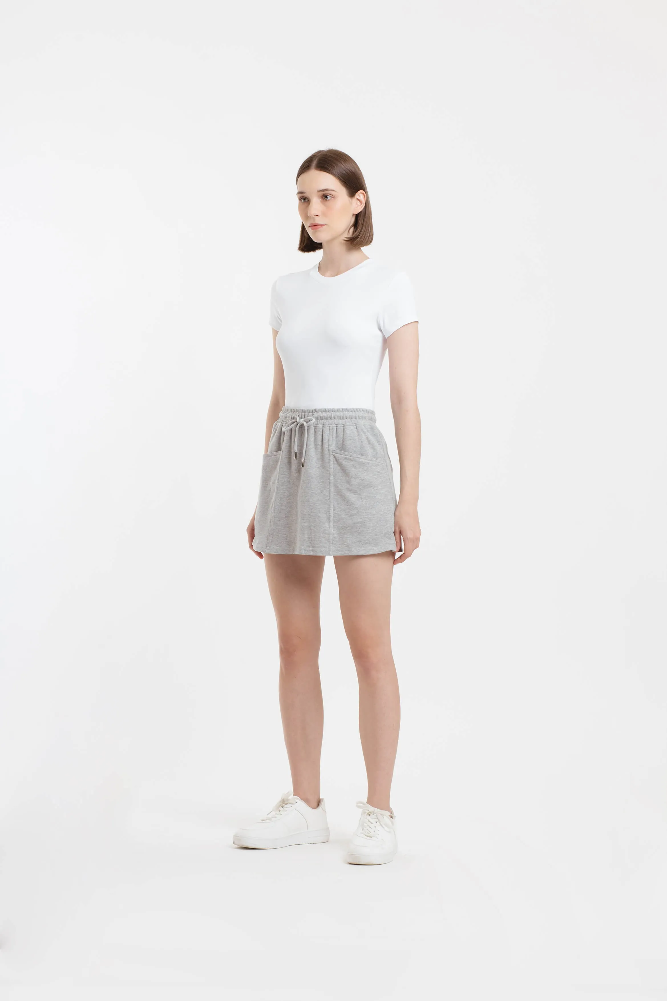 Light Grey Jersey Cargo Skirt