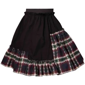 Meisjes Zwarte Rok met Tartan Detail in Rood &amp; Groen