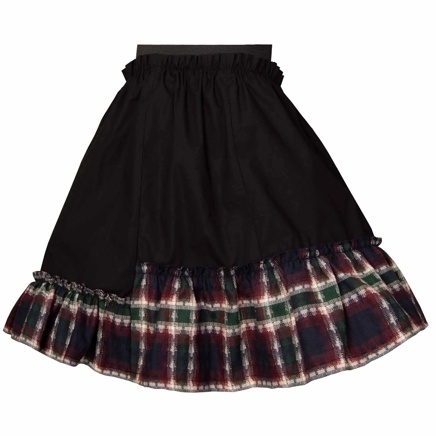 Meisjes Zwarte Rok met Tartan Detail in Rood &amp; Groen