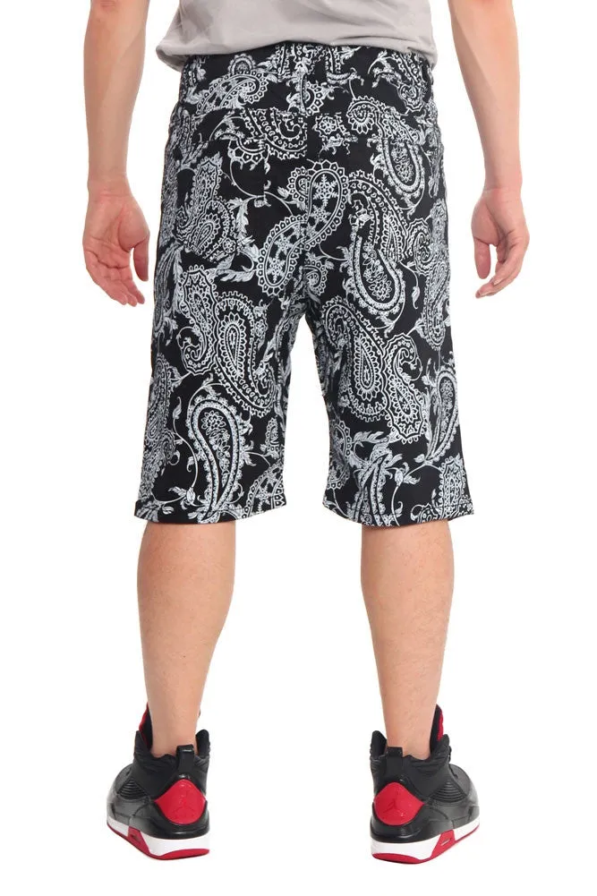 Men's Paisley Twill Dropcrotch Shorts