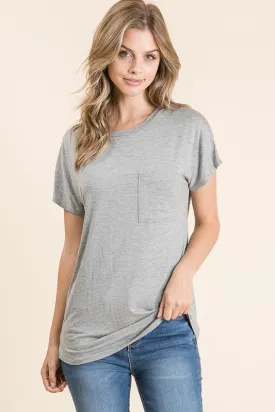 Mia Basic Tee in Heather Gray