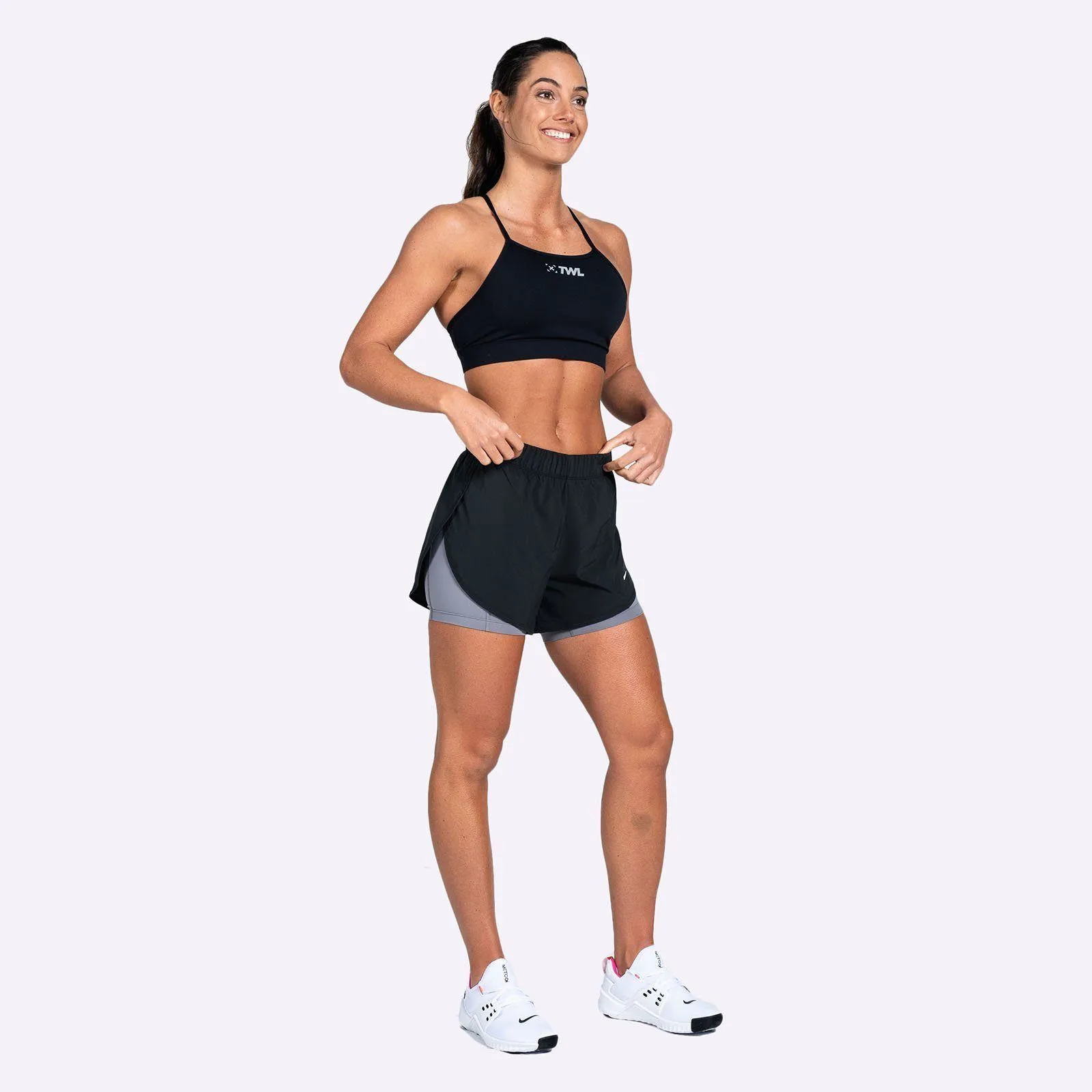 Nike - Flex Women's 2-in-1 Training Shorts - Black/Gunsmoke/White