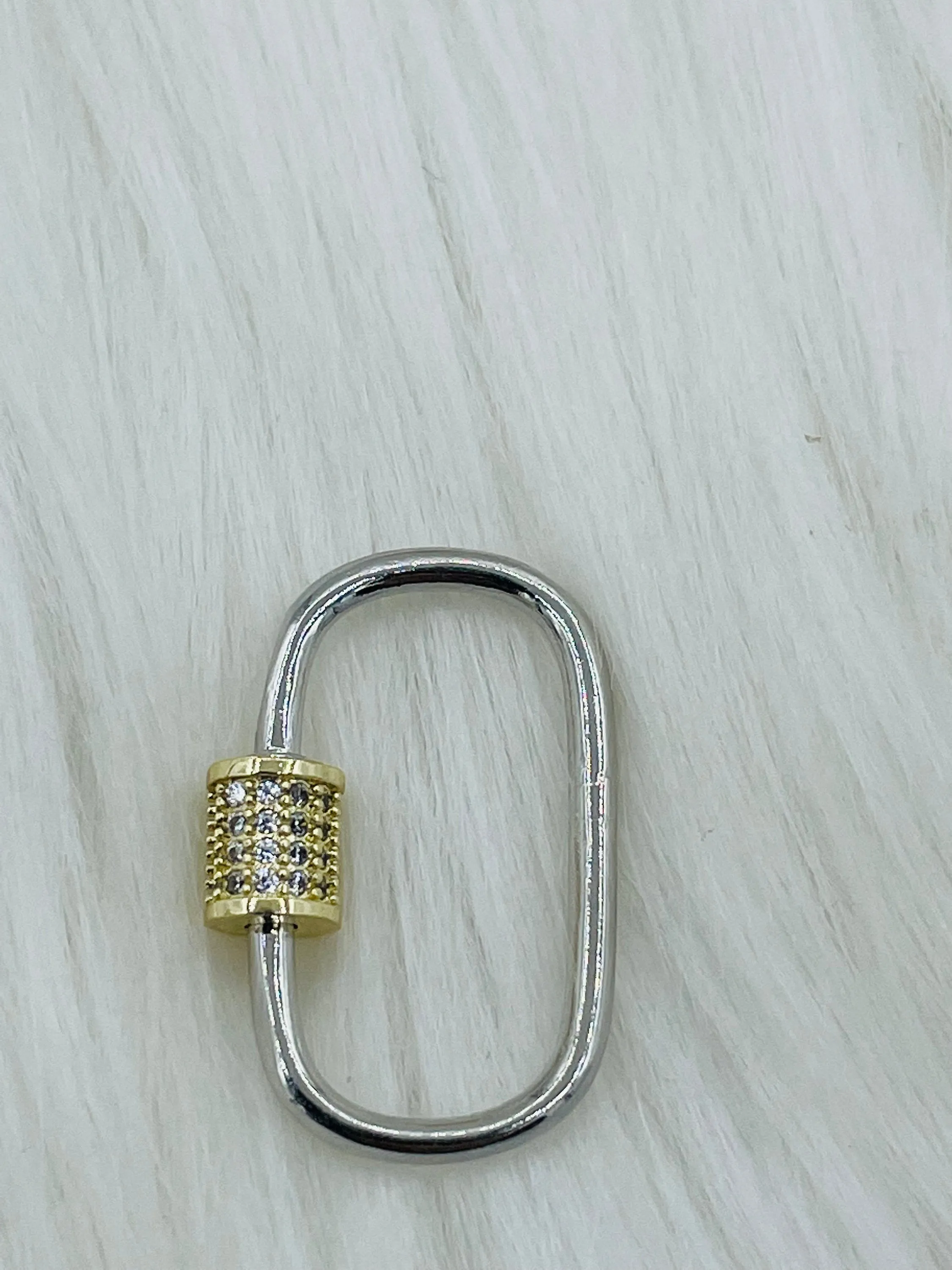 Oval Carabiner lock clasp. Mixed Metals, Brass Carabiner Screw Clasp, Carabiner Screw Pendant, Screw Connector Lock. Matte Gun, Matte Gold