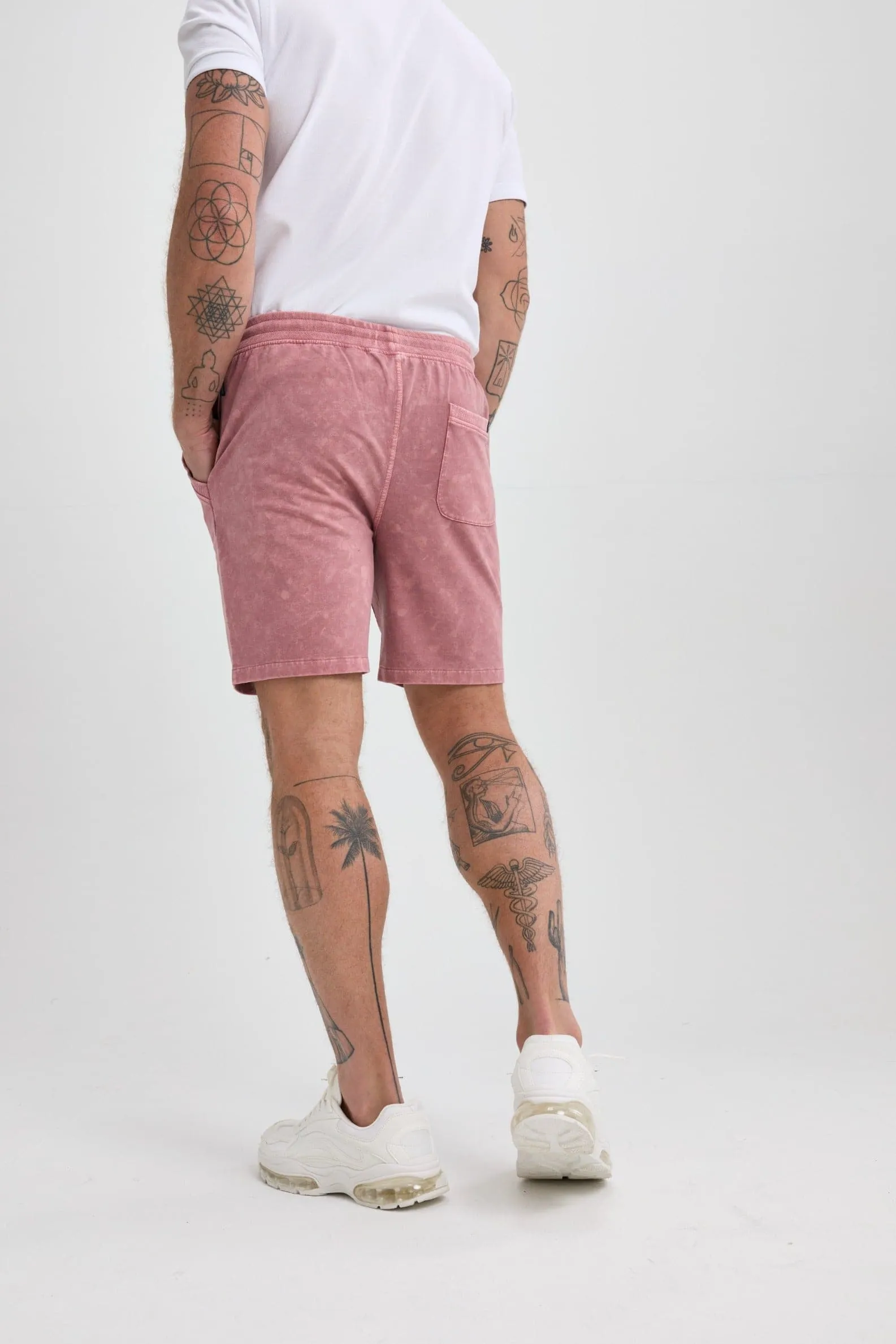 Pink Acid-Washed Shorts