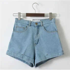 "GO GO" HIGH WAIST DENIM SHORTS