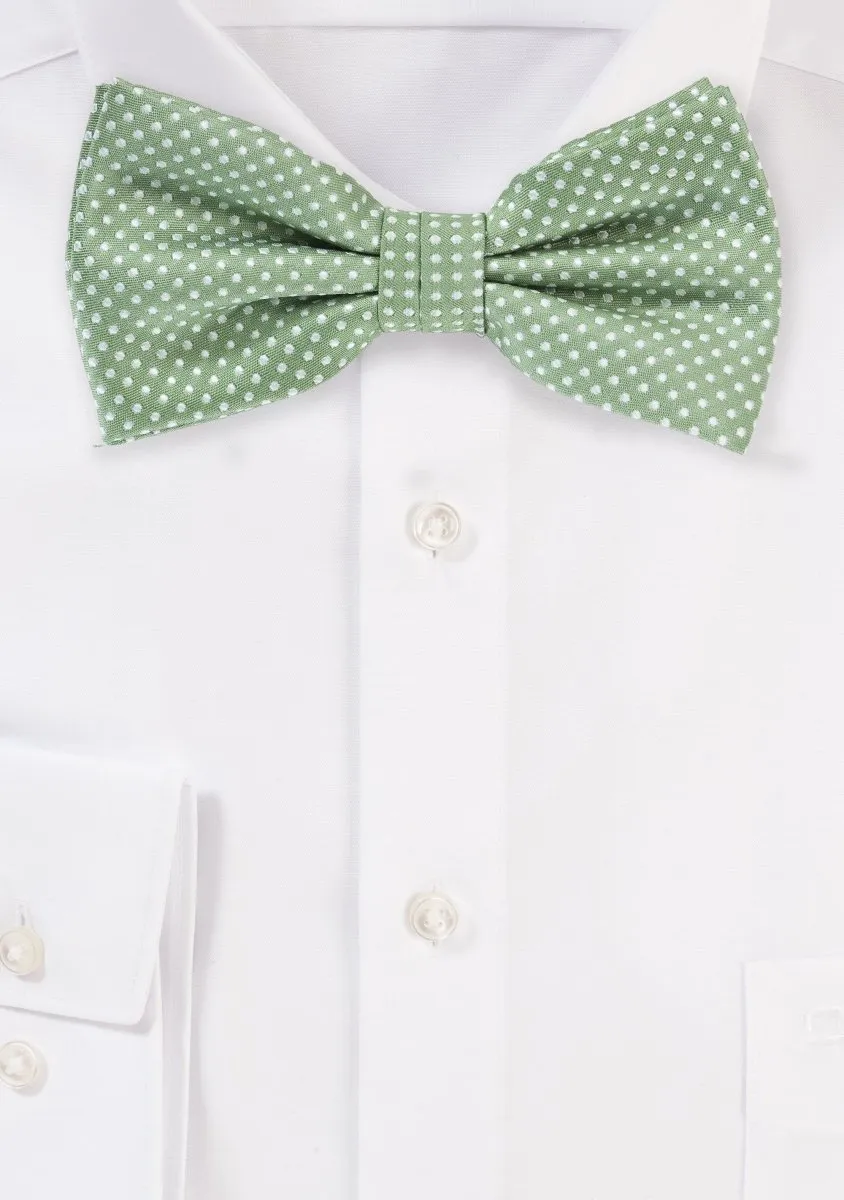 Sage Pin Dot Bowtie