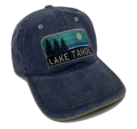 Souvenir Ball Cap Jewel Patch Wide View, Blue, Green, Red, Lake Tahoe