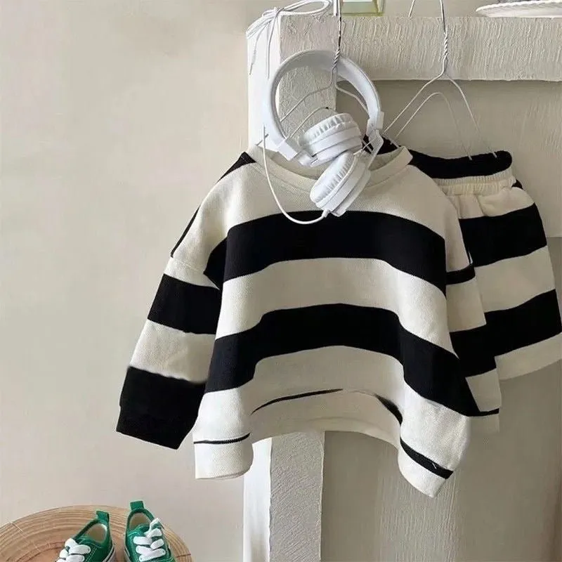 Striped Jumper and Shorts Set - Green & Black