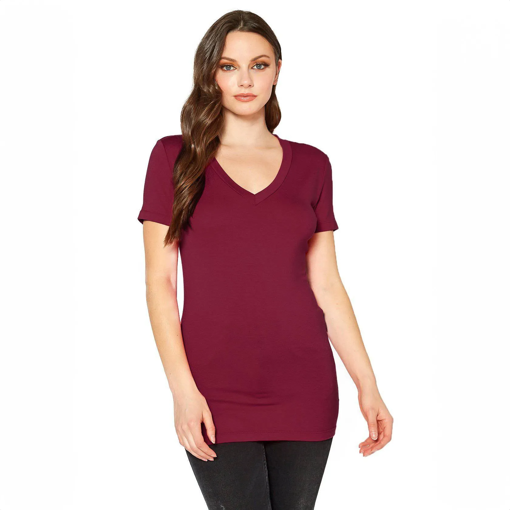 V-neck Short Sleeve Basic Tee